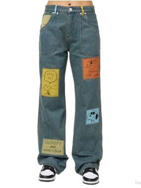 Straight Leg Denim Jeans 100% Cotton Relaxed Fit